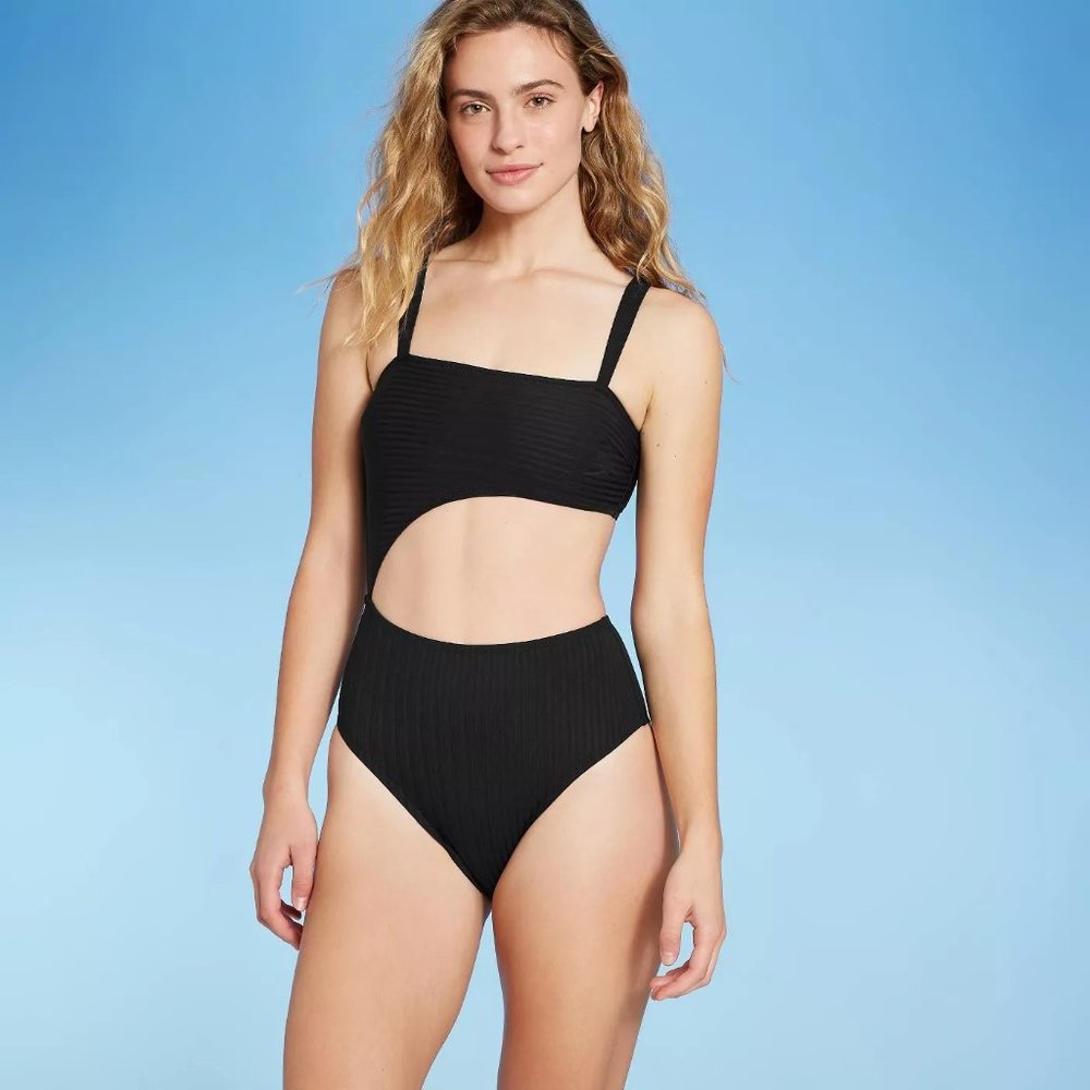 Women's Ribbed Cut Out One Piece Swimsuit - Shade - Picture 1 of 6